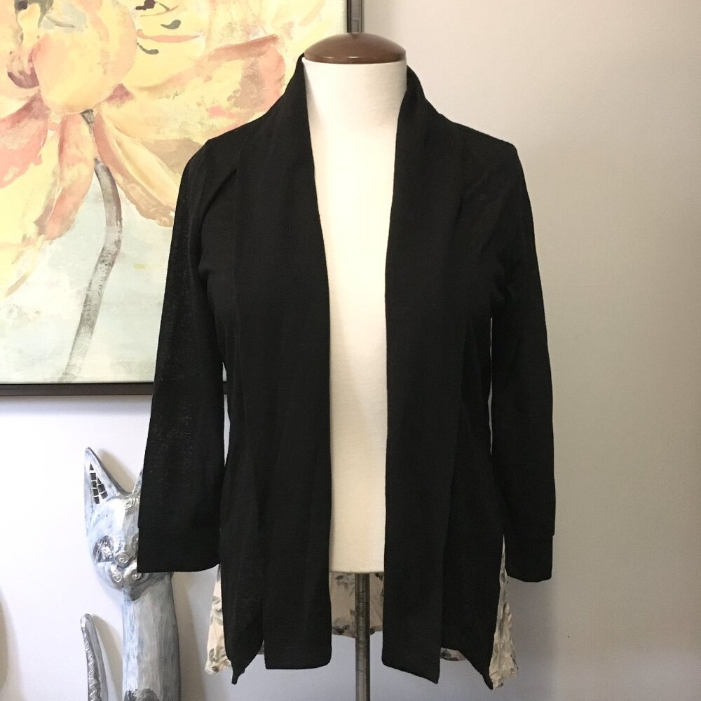 3Stones Black High Low Cardigan Sweater Small Whimsigoth Fairy Goth Grunge
